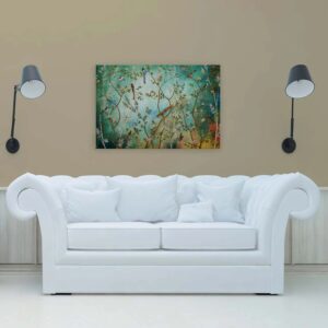 Bricoflor Wandbild Für Schlafzimmer Und Küche Leinwandbild Mit Vögeln Und Bäumen In Türkis Deko Bild Mit Paradies In 90 X 60 Cm