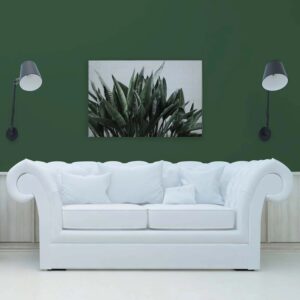 Bricoflor Wandbild Für Wohnzimmer Und Badezimmer Modern Deko Leinwandbild Mit Palmenblättern Grün Weiß Leinwand 90 X 60 Cm