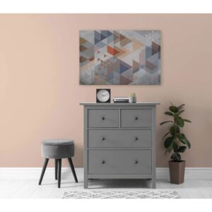 Bricoflor Wandbild Geometrisch Deko Leinwandbild Mit Dreiecken Grau Terracotta Modernes Bild Für Wohnzimmer Und Büro 90 X 60 Cm