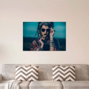 Bricoflor Wandbild Im Boho Stil Leinwand Bild Mit Festival Motiv In Blau Türkis Ausgefallenes Leinwandbild Ideal Für Wohnzimmer Und Bar