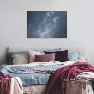 Bricoflor Wandbild Im Gemälde Stil Stillleben Bild Auf Leinwand Mit Tulpen Und Rosen Blaues Leinwandbild Mit Blumen Für Esszimmer Und Schlafzimmer
