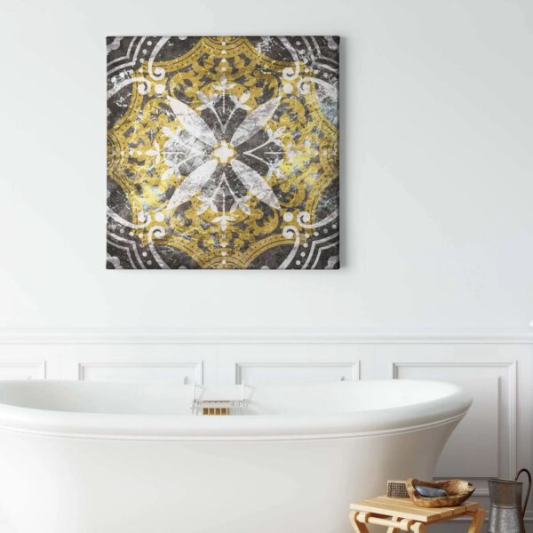 Bricoflor Wandbild Im Orientalischen Stil Marokkanisches Leinwand Bild Im Fliesen Stil Ideal Für Küche Und Schlafzimmer Leinwandbild In Grau Und Gold