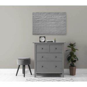 Bricoflor Wandbild In Steinoptik Weiß Mauer Bild Mit 3D Effekt Modern Industrial Style Leinwandbild 90 X 60 Cm Ideal Für Küche