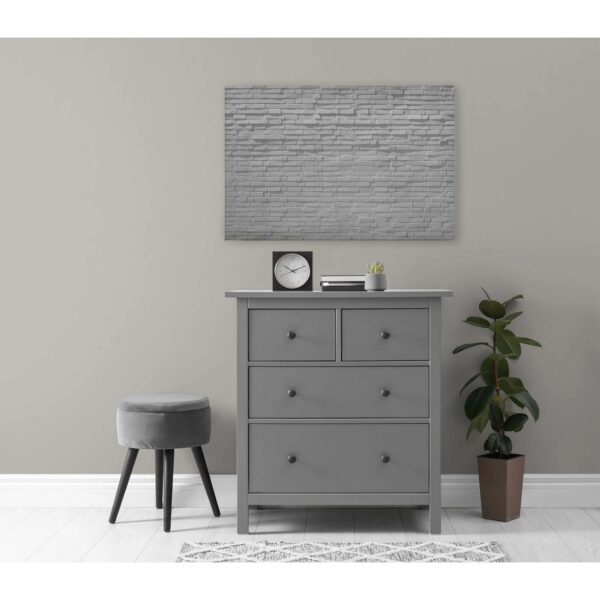 Bricoflor Wandbild In Steinoptik Weiß Mauer Bild Mit 3D Effekt Modern Industrial Style Leinwandbild 90 X 60 Cm Ideal Für Küche