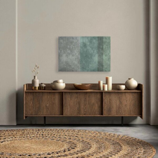 Bricoflor Wandbild Minimalismus Deko Leinwandbild Mit Beton Motiv In Streifen Grau Grün Betonbild Ideal Für Büro In 120 X 80 Cm