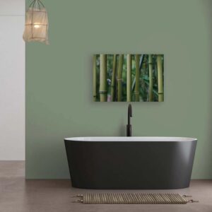 Bricoflor Wandbild Mit Bambuswald Für Badezimmer Und Schlafzimmer Spa Leinwandbild In 120 X 80 Cm Asiatisch Deko Bild Olivgrün