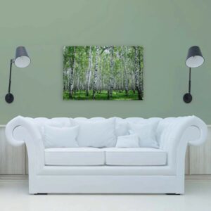 Bricoflor Wandbild Mit Birken In 120 X 80 Cm Leinwandbild Birkenwald Grün Weiß Für Schlafzimmer Und Büro Wald Leinwand Natur Motiv