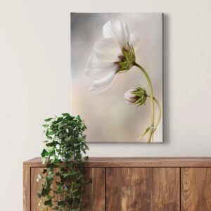 Bricoflor Wandbild Mit Blume Helles Blumenbild Auf Leinwand Ideal Für Schlafzimmer Und Badezimmer Leinwandbild Mit Blume In Weiß Im Hochformat