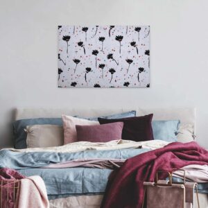 Bricoflor Wandbild Mit Blumen Im Terrazzo Stil Leinwand Bild Im Scandi Look Ideal Für Schlafzimmer Und Küche Modernes Leinwandbild In Schwarz Weiß