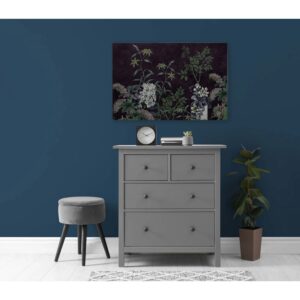 Bricoflor Wandbild Mit Botanik Motiv Bild Mit Pflanzen Auf Leinwand Schwarz Vintage Leinwandbild Mit Blumen In 90 X 60 Cm