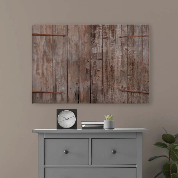 Bricoflor Wandbild Mit Brett Motiv Deko Bild Mit Scheune Braun Beige Landhaus Leinwandbild In 90 X 60 Cm Ideal Für Schlafzimmer