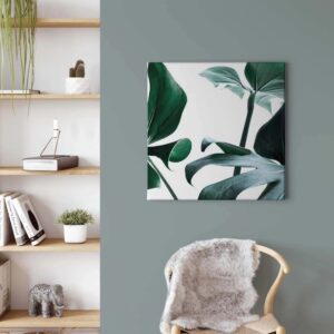 Bricoflor Wandbild Mit Monster Blättern Urban Jungle Leinwand Bild Mit Palmenblättern In Dunkelgrün Und Weiß Palmen Leinwandbild Ideal Für Wohnzimmer