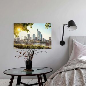 Bricoflor Wandbild Mit Skyline Von Frankfurt Stadt Leinwandbild Ideal Für Küche Und Büro Moderne Canvas Leinwand Im Querformat Auf Keilrahmen