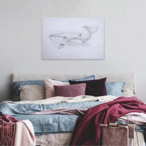 Bricoflor Wandbild Mit Wal Leinwand Bild Mit Blauwal Gezeichnet Industrial Style Leinwandbild In Schwarz Weiß Für Büro Und Schlafzimmer