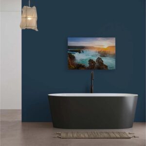 Bricoflor Wandbild Mit Wasserfall Für Badezimmer Und Schlafzimmer Leinwandbild Mit Natur Motiv In 90 X 60 Cm Deko Bild Querformat