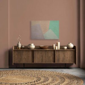 Bricoflor Wandbild Pastellfarben Für Kinderzimmer Und Schlafzimmer Leinwandbild Geometrisch In Holzoptik Apricot Mint 90 X 60 Cm