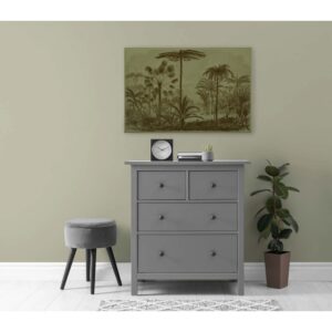 Bricoflor Wandbild Regenwald Wohnzimmer Bild Olivgrün Leinwand Dschungel Motiv Im Vintage Stil 90 X 60 Cm Quer