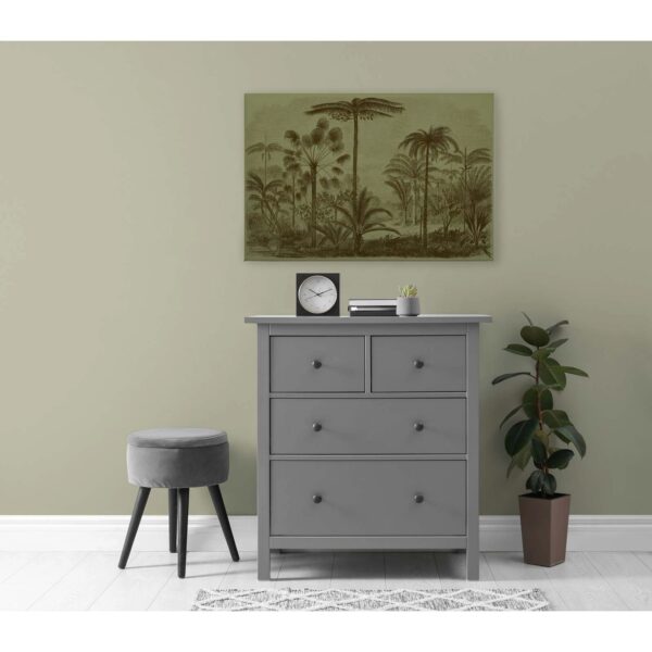 Bricoflor Wandbild Regenwald Wohnzimmer Bild Olivgrün Leinwand Dschungel Motiv Im Vintage Stil 90 X 60 Cm Quer