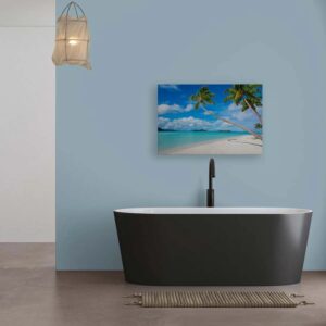 Bricoflor Wandbild Strand An Meer Leinwandbild Tropische Insel In 120 X 80 Cm Exotisches Bild Mit Sandstrand Für Büro Und Bad