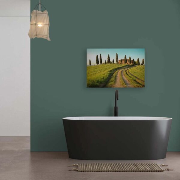 Bricoflor Wandbild Toskana Landschaft Für Küche Und Wohnzimmer Leinwandbild Mediterran Romantisch Italien Deko Bild Grün 90X60 Cm
