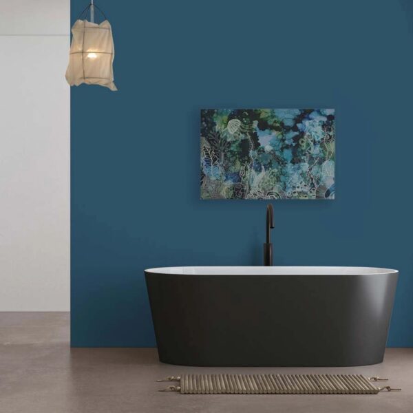 Bricoflor Wandbild Unterwasserwelt Grün Blau Quallen Bild Für Kinderzimmer Und Badezimmer Leinwandbild Mit Korallen 90 X 60 Cm