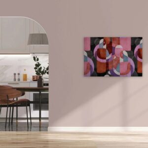 Bricoflor Wandbilder Abstrakte Kunst Mid Century Bild Mit Menschen Im Retro Stil Color Blocking Leinwandbild 90 X 60 Cm Pink Rot