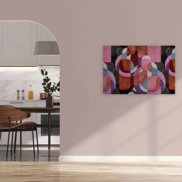 Bricoflor Wandbilder Abstrakte Kunst Mid Century Bild Mit Menschen Im Retro Stil Color Blocking Leinwandbild 90 X 60 Cm Pink Rot