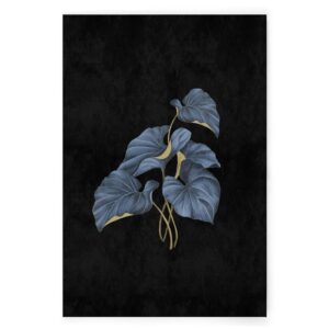 Bricoflor Wandbilder Mit Botanik Motiv Leinwand Schwarz Blau Bild Mit Blättern Im Botanical Stil Ideal Für Küche Und Schlafzimmer