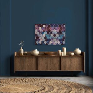 Bricoflor Wandbilder Mit Hexagon Muster Deko Leinwandbild In Aquarell Optik Marmor Bild In Lila Gold Für Schlafzimmer 120 X 80 Cm