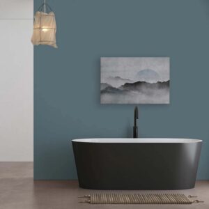 Bricoflor Wandbilder Sonnenaufgang Berge Japanische Landschaft Auf Leinwand In Hellgrau Blau Asiatisches Bild In 120 X 80 Cm