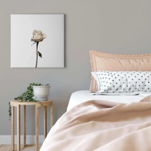 Bricoflor Weiße Rose Bild Auf Leinwand Weißes Wandbild Mit Rosen Design Ideal Für Schlafzimmer Und Flur Blumen Leinwandbild Quadratisch