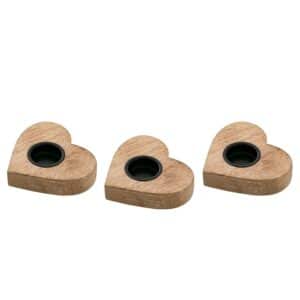 Casamia Teelichthalter Herzen 3er Set Holz