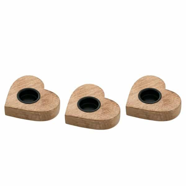 Casamia Teelichthalter Herzen 3er Set Holz