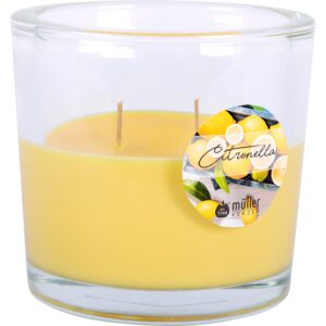Citronella Kerze 2-Docht Glas Hellgelb H 12 cm