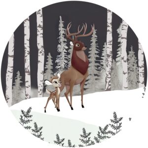 Disney Selbstklebende Runde Tapete Bambi Great Prince Grau und Braun Ø 128 cm 610383