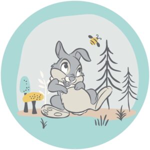 Disney Selbstklebende Runde Tapete Bambi Thumper Blau und Grau Ø 128 cm 610413