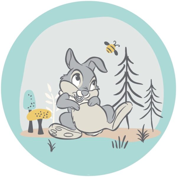 Disney Selbstklebende Runde Tapete Bambi Thumper Blau und Grau Ø 128 cm 610413