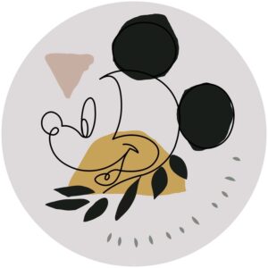 Disney Selbstklebende Runde Tapete Mickey Mouse Grau Gelb und Rosa Ø 128 cm 612720