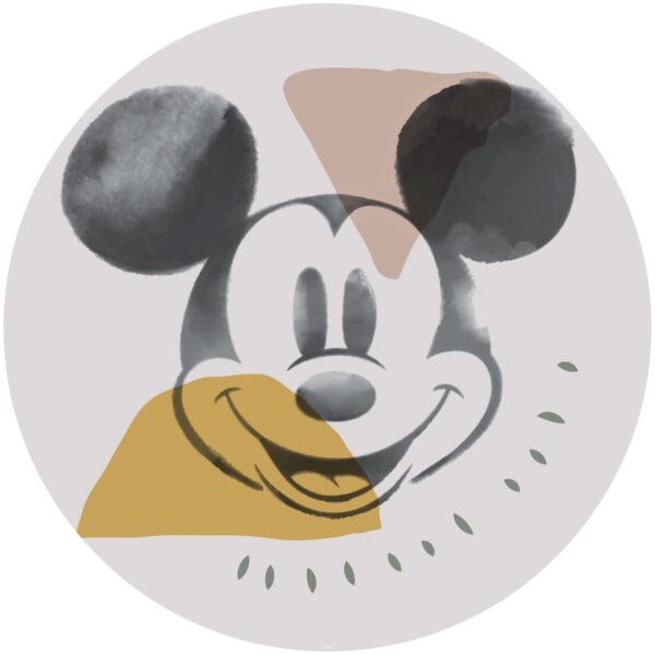 Disney Selbstklebende Runde Tapete Micky Maus Grau Ø 128 cm 610408