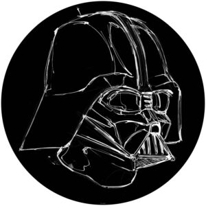 Disney Selbstklebende Runde Tapete Star Wars Vader Schwarz-Weiß Ø 128 cm 612020