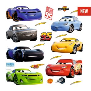Disney Wandtattoo Cars Blau Rot Gelb und Grün 30 x 30 cm 600230
