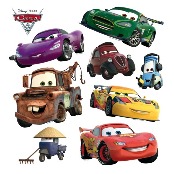 Disney Wandtattoo Cars Grün Gelb und Rot 30 x 30 cm 600220