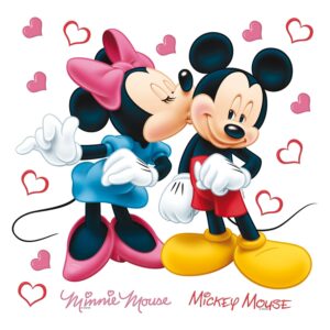 Disney Wandtattoo Minnie & Micky Maus Rosa Rot Blau und Gelb 30 x 30 cm 600216