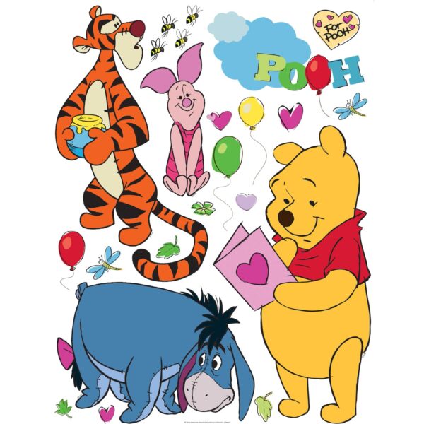 Disney Wandtattoo Pu Der Bär Gelb Orange Rosa und Blau 65 x 85 cm 600187