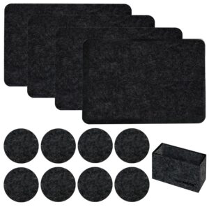 DuneDesign 4 Platzsets aus Filz 43 x 30 x 0.5 cm mit 8 Filz-Untersetzer Schwarz
