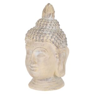 ECD Germany Buddha Figur 78 cm Beige/Grau Kunststein Polyresin Gartenfigur