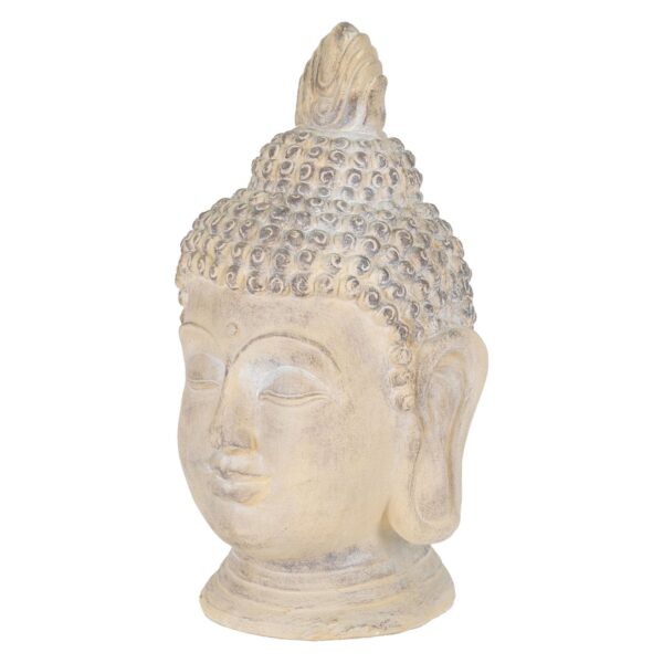 ECD Germany Buddha Figur 78 cm Beige/Grau Kunststein Polyresin Gartenfigur
