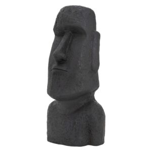 ECD Germany Moai Figur Rapa Nui Kopf 78cm Hoch aus Steinguss Kunstharz Anthrazit