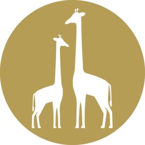 ESTAhome Selbstklebende Runde Tapete Giraffen Ockergelb und Weiß Ø 70 cm 158978