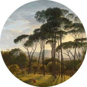 ESTAhome Selbstklebende Runde Tapete Italienische Landschaft Dunkelgrün Ø 70 cm 158987